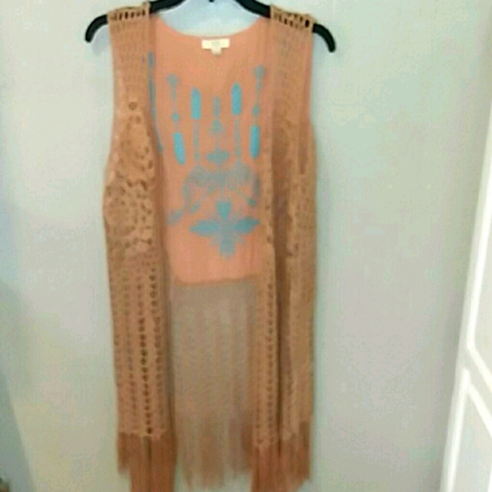 Kori America fringe boho vest med/large